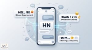 HN meaning in text with different interpretations including Hell No, Haan, and Hmm