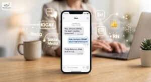 IDGAF meaning in text shown in a smartphone conversation