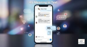 RS meaning in text shown in a smartphone chat and social media conversation